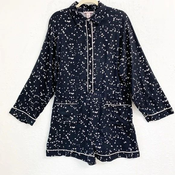 Victoria's Secret Star Print Sleep Short Romper Sz L - Picture 2 of 15
